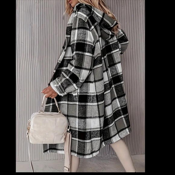 PLAID PRINT COAT WITH HOOD SIZE 2XL NIP - Picture 2 of 2